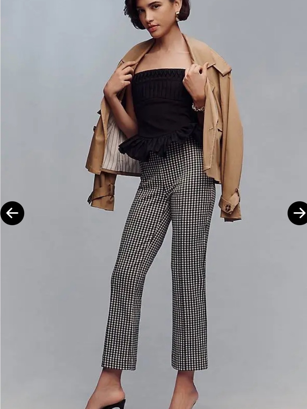 New! NWT Poppy Gingham Kick-flare Pull-on pants by Maeve black & white size S
